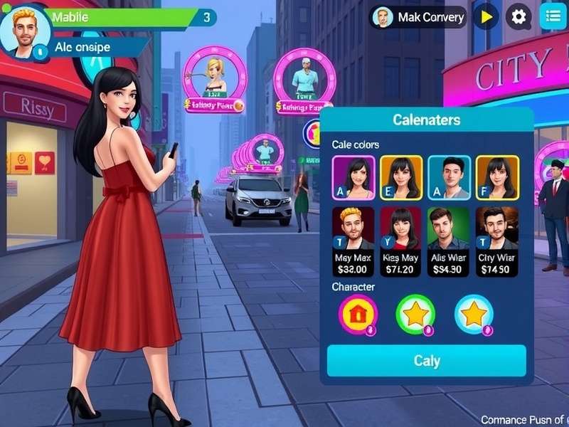 City Romance Rush gameplay screenshot showing character interaction