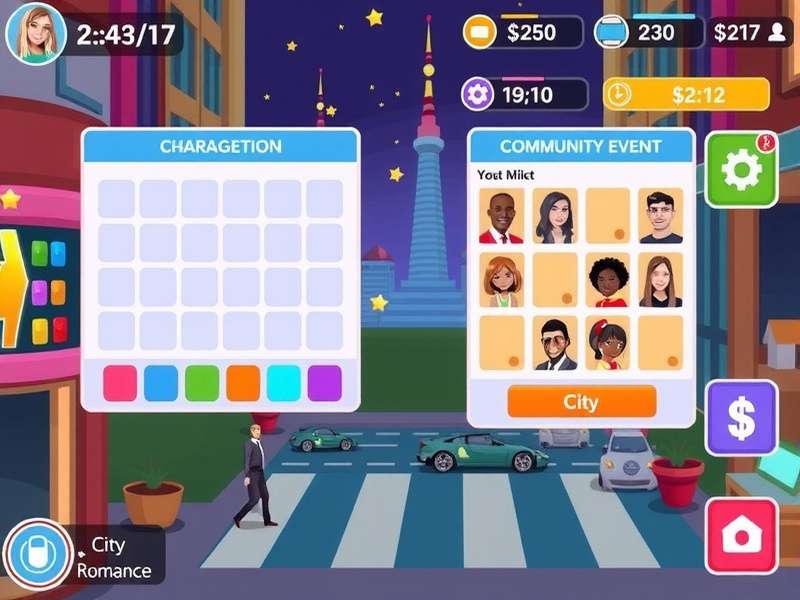 City Romance Rush character customization screen